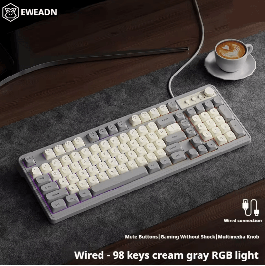 EWEADN G98 Rainbow Backlit Wired Gaming Keyboard with Numeric Keypad