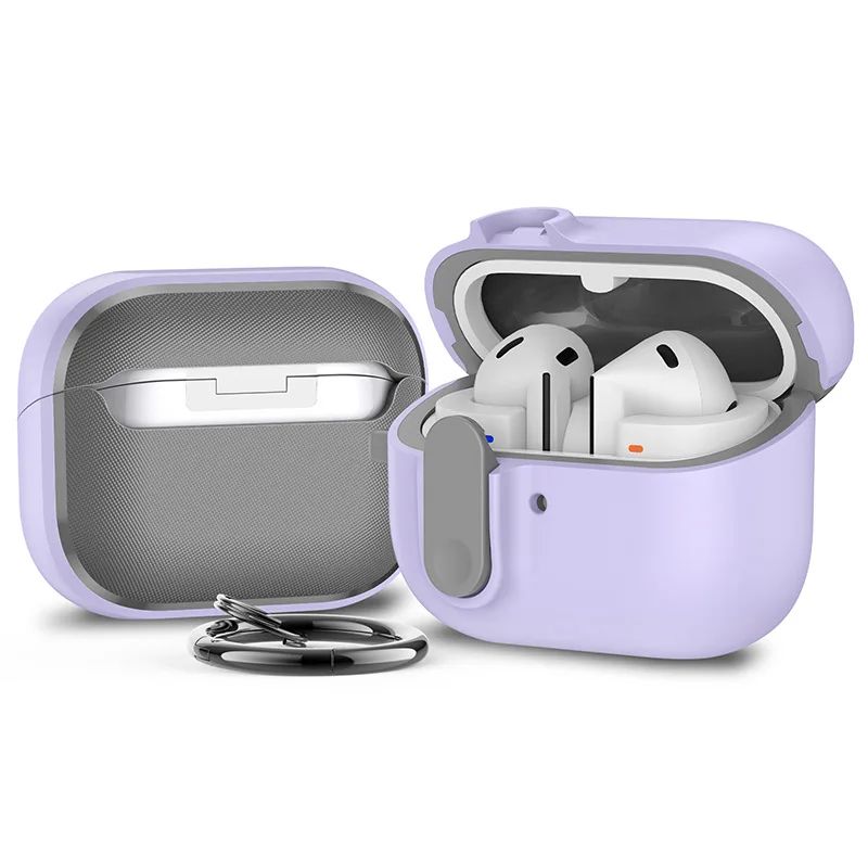 Locking Galaxy Buds 3 case with Keychain Clip, Shockproof Protective Cover (Fits Buds 3 / Buds 3 Pro)