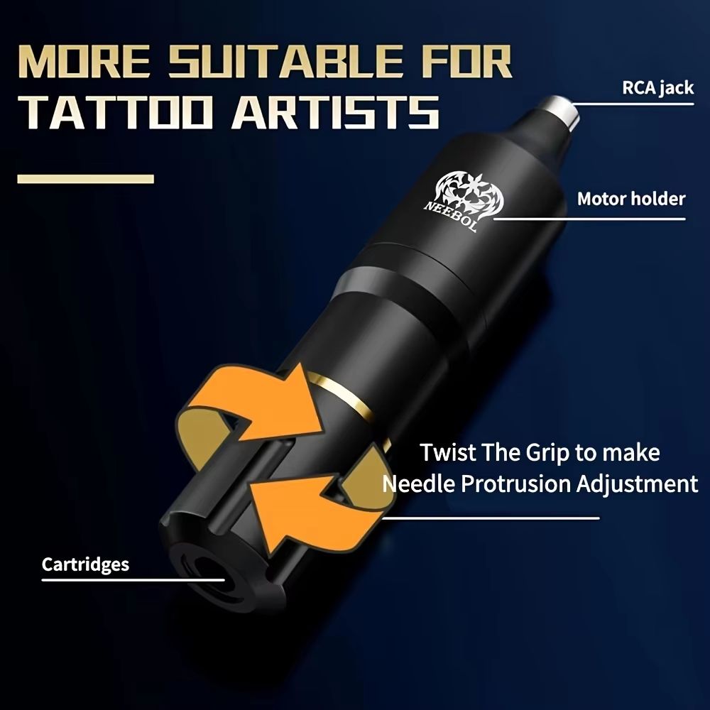 Neebol Wireless Tattoo Kit – Complete Cordless Tattoo Pen Set with LED Power Display and 1500mAh Battery for Beginners &