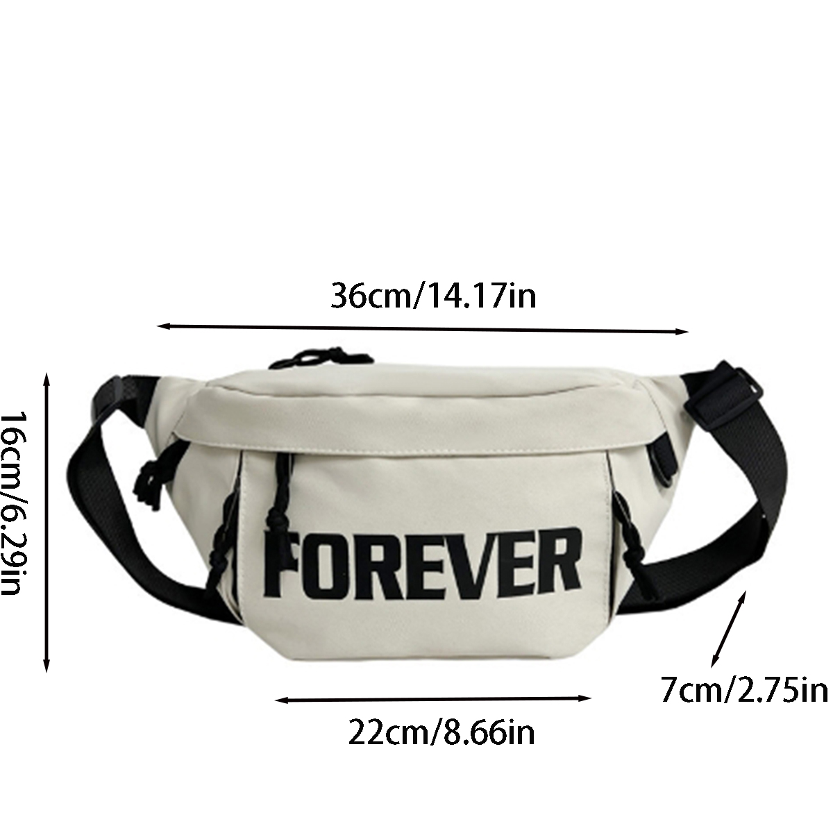 Beige and White Fashionable Chest Crossbody Bag Stylish Fanny Pack with Letter Design