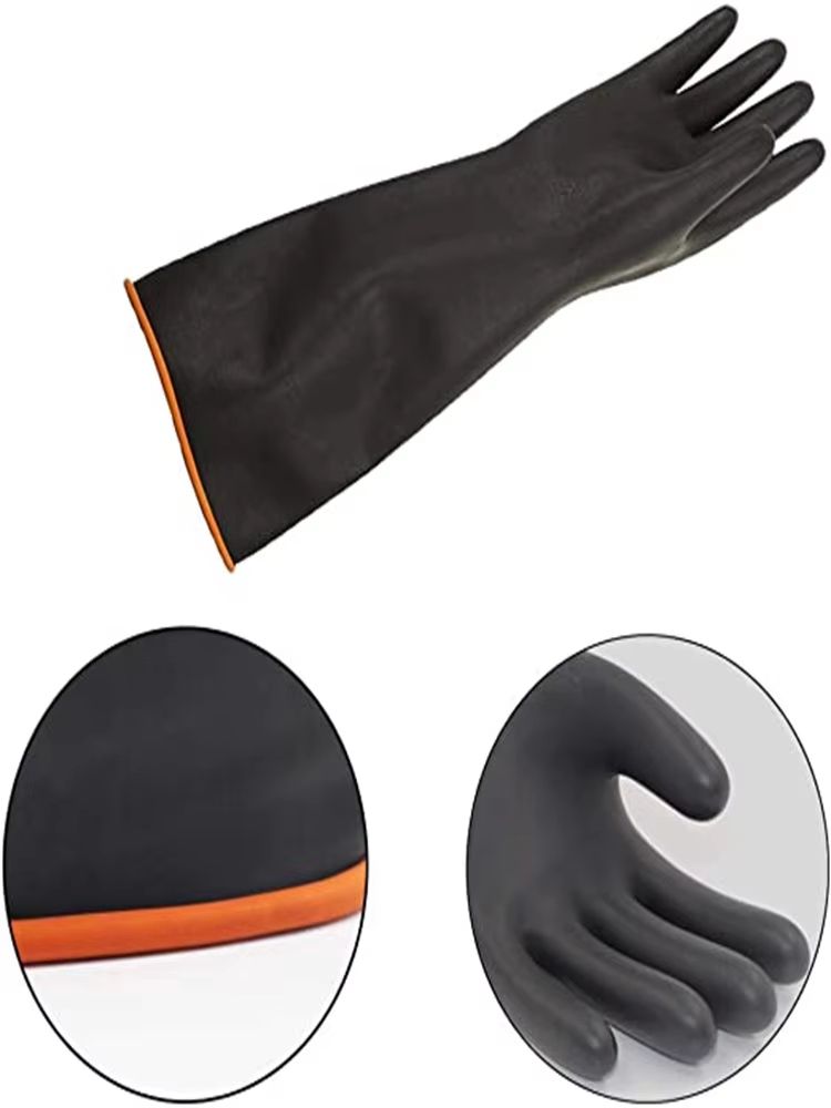 Extra-Long Rubber Cleaning Gloves, 14-inch Dishwashing and Household Scrub Gloves