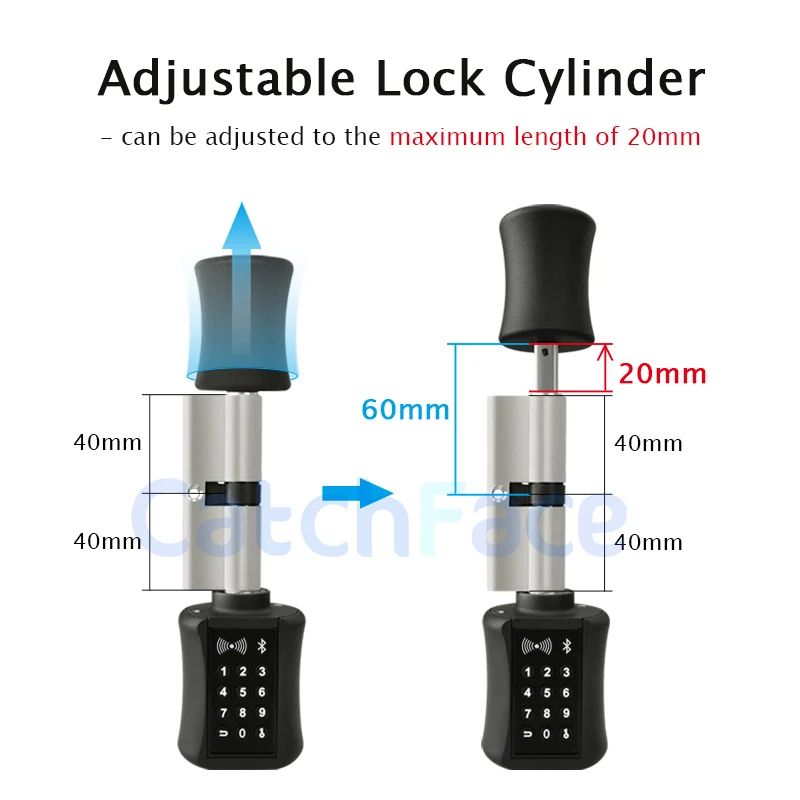 TTLock Bluetooth Smart Cylinder Lock, WiFi Smart Security Lock, APP Keypad Code, RFID Card Keyless Entry