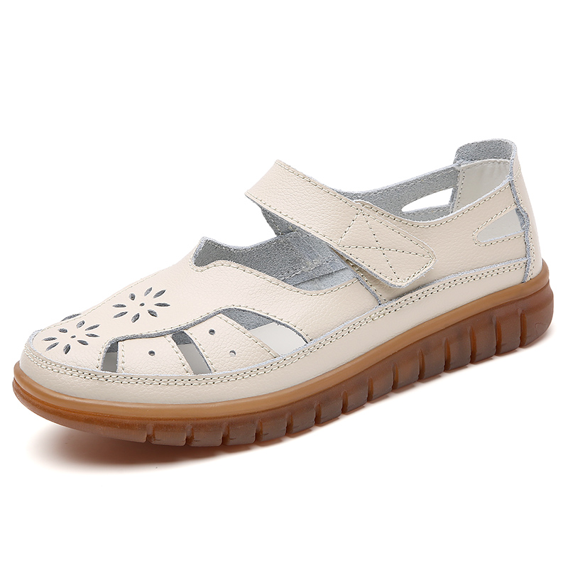 Womens Summer Sandals, Breathable Leather Slippers, Fashion Non-Slip Casual Roman Shoes, Ladies Sandals on Sale