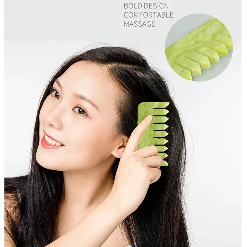 Natural Jade Scalp Comb and Facial Gua Sha Scraping Board