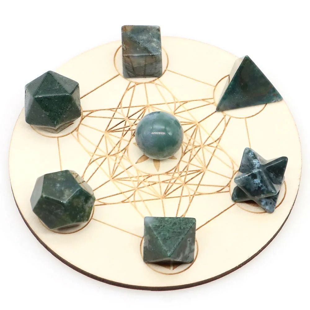 Platonic Solid Crystal Set Sacred Geometry Chakra Healing Reiki Stones