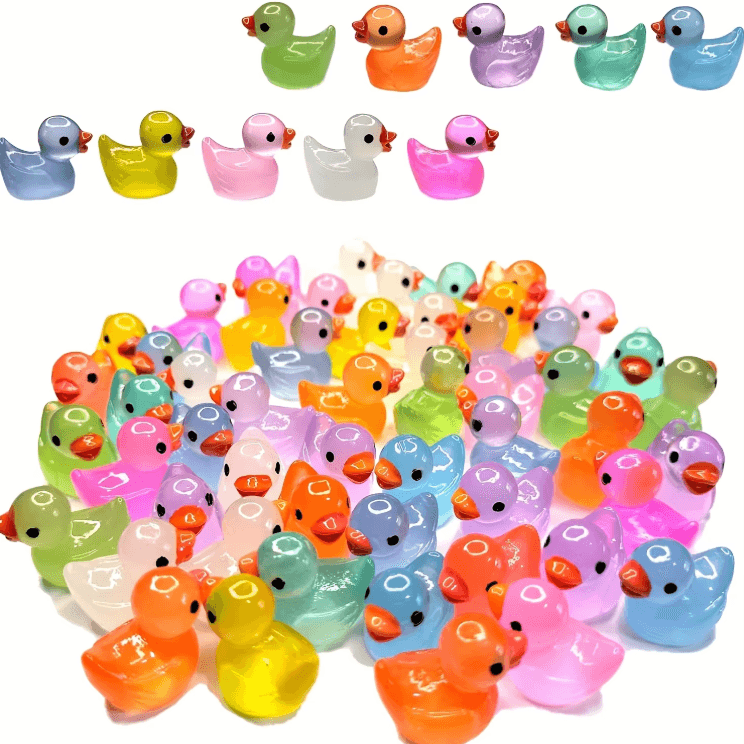 30/60/100PCS Glowing Mini Resin Little Ducks Moss Microlandscape Miniature Duck Figurines Fairy Garden Accessories Home