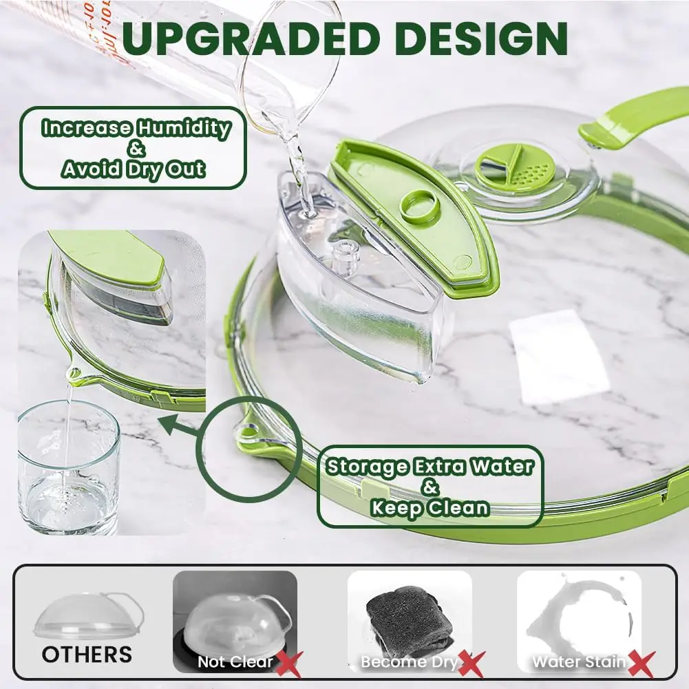 Microwave Cover for Food Clear Microwave Splatter Cover with Water Steamer and Handle & Plate Covers Kitchen Gadgets