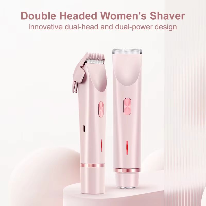 2-in-1 Women's Electric Razor – Dual-Head Bikini Trimmer & Painless Pubic Hair Shaver for Wet & Dry Use