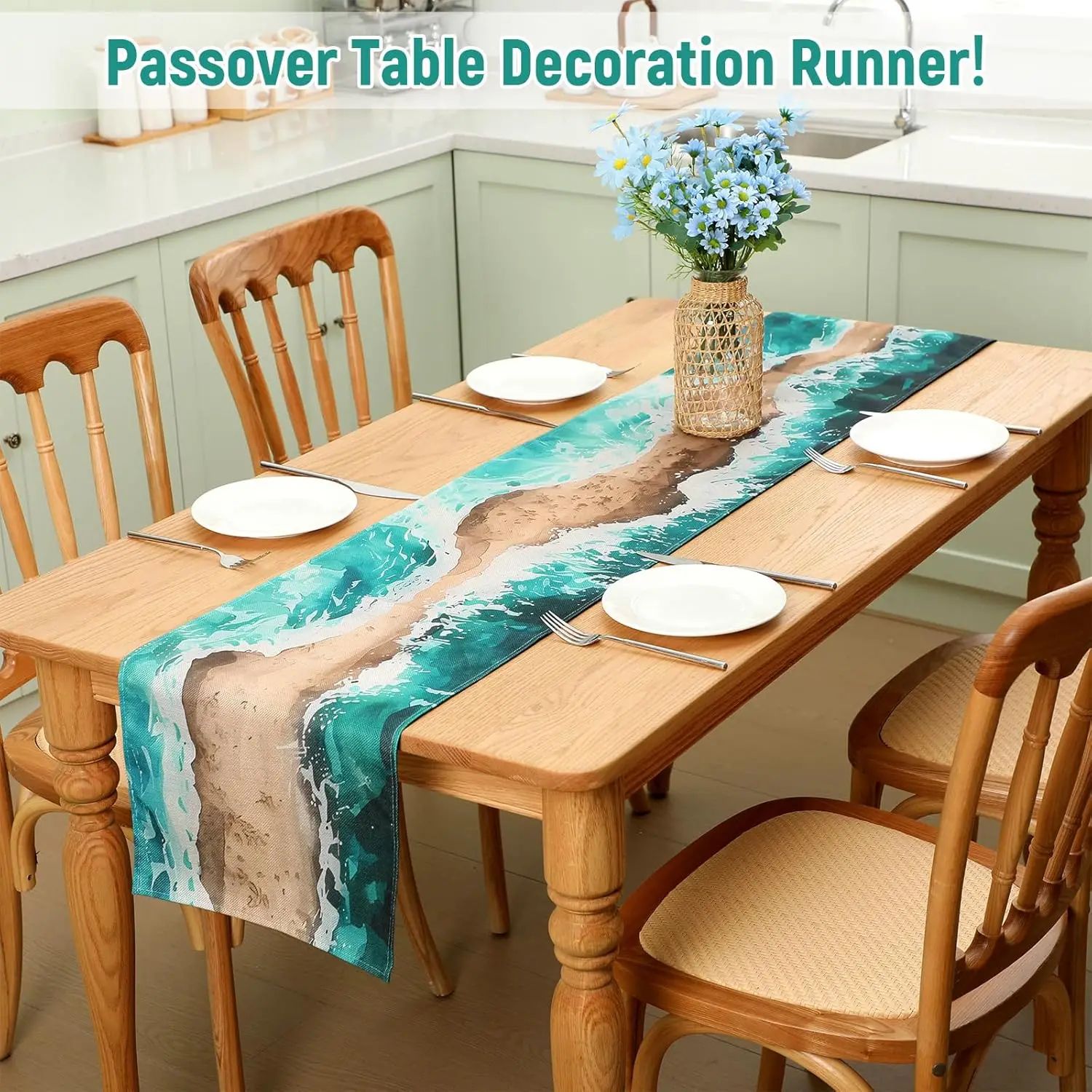 Passover Linen Table Runner Pesach Dining Decor