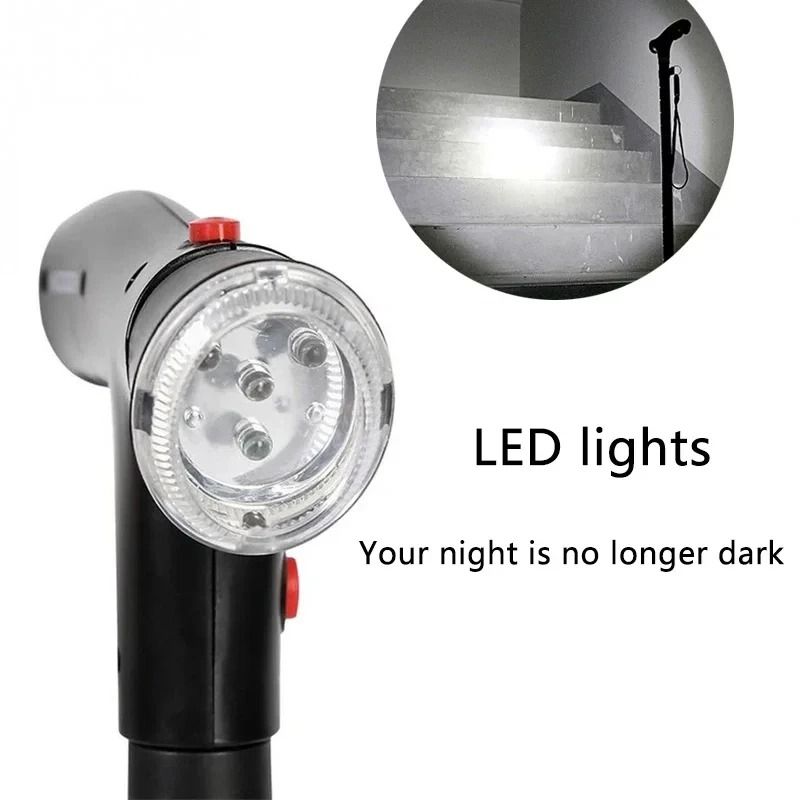 Collapsible LED Safety Cane – Telescopic Folding Walking Stick with Emergency Alarm