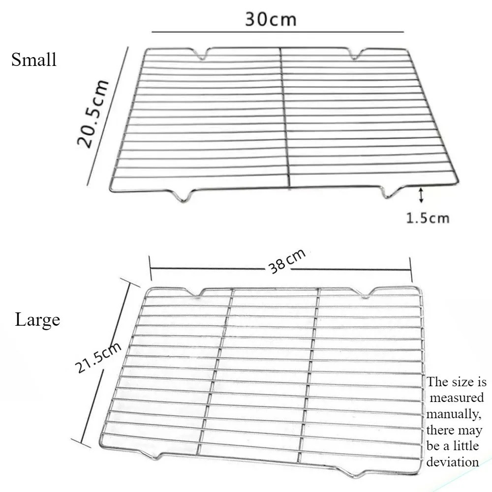 Stainless Steel Rectangular Cooling Rack, Baking Tray Set, BBQ Safe Small Grill, Grilling Tools