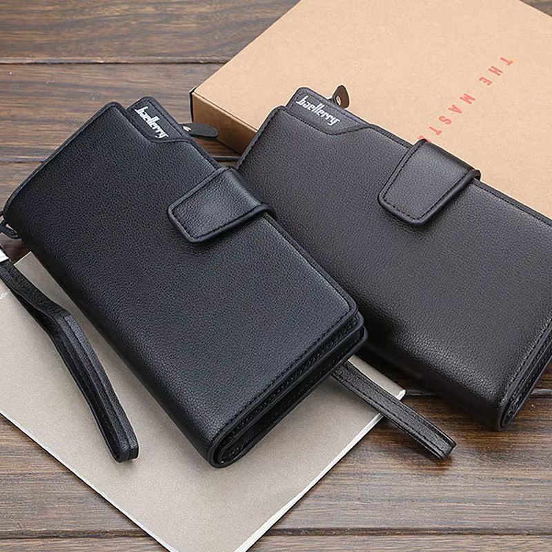 Baellerry Long Men's Wallet – Large Capacity PU Leather Zipper Purse & Card Holder