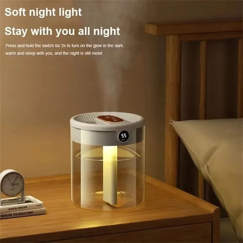 Portable Dual Spray Humidifier with Night Light for Home and Office