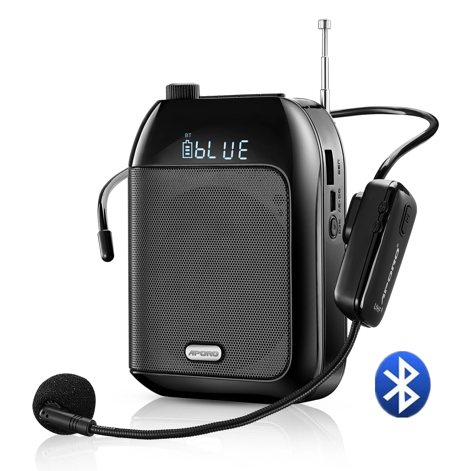 Portable Wireless Voice Amplifier with U Disk Megaphone Microphone Speaker for Teaching and Promotion