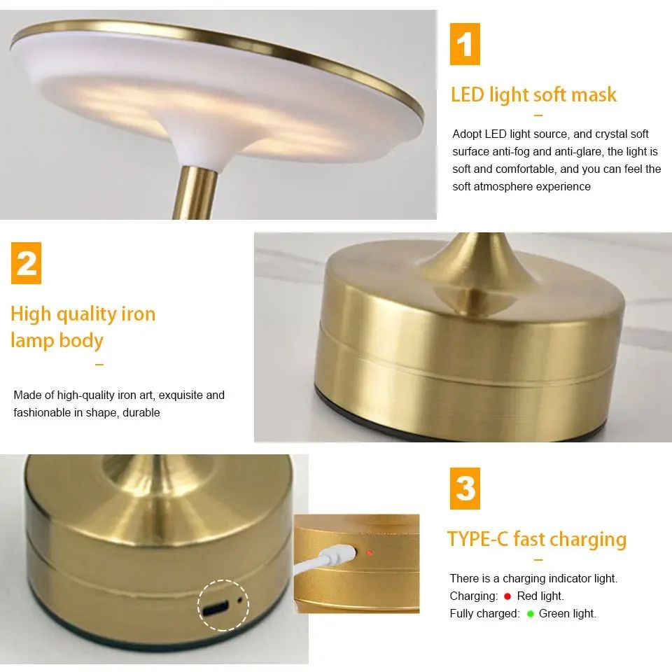 Wireless Touch LED Table Lamp USB Rechargeable Atmosphere Night Light