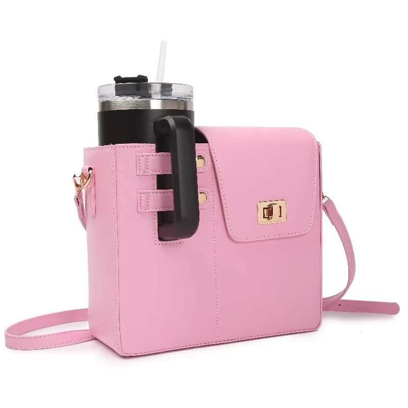CarryEase Water Bottle Carrying Bag – Strap Style Stanley Tumbler Pouch & Coffee Cup Sleeve