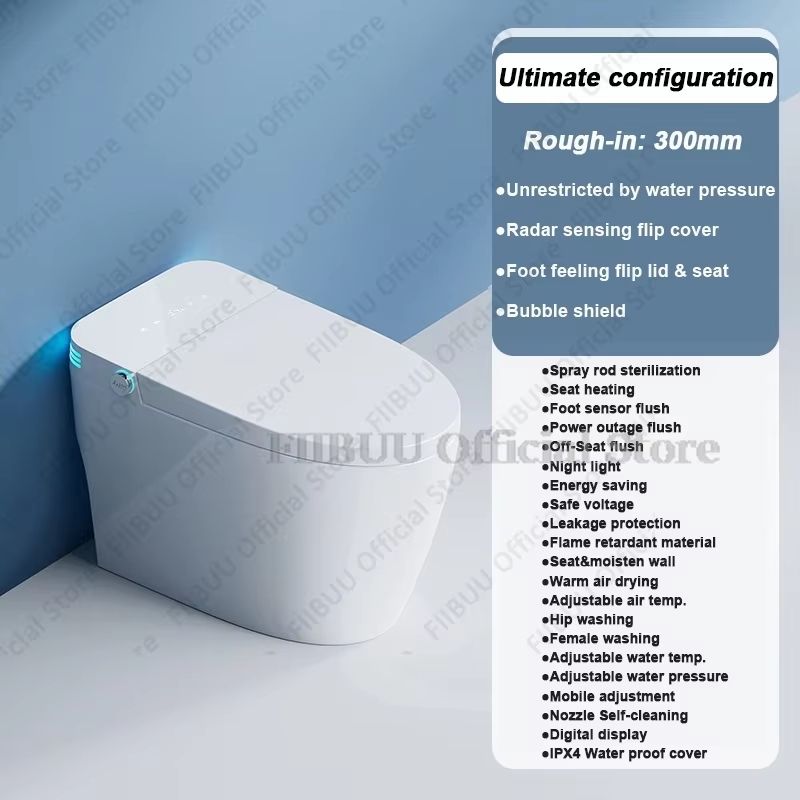 Smart Elongated Toilet with Built-In Bidet and Heated Seat