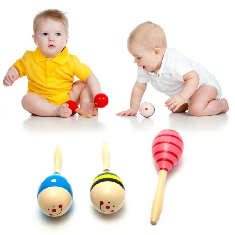Baby Toys Wooden Percussion Instrument, Sand Hammer, Early Learning Toy for Kids