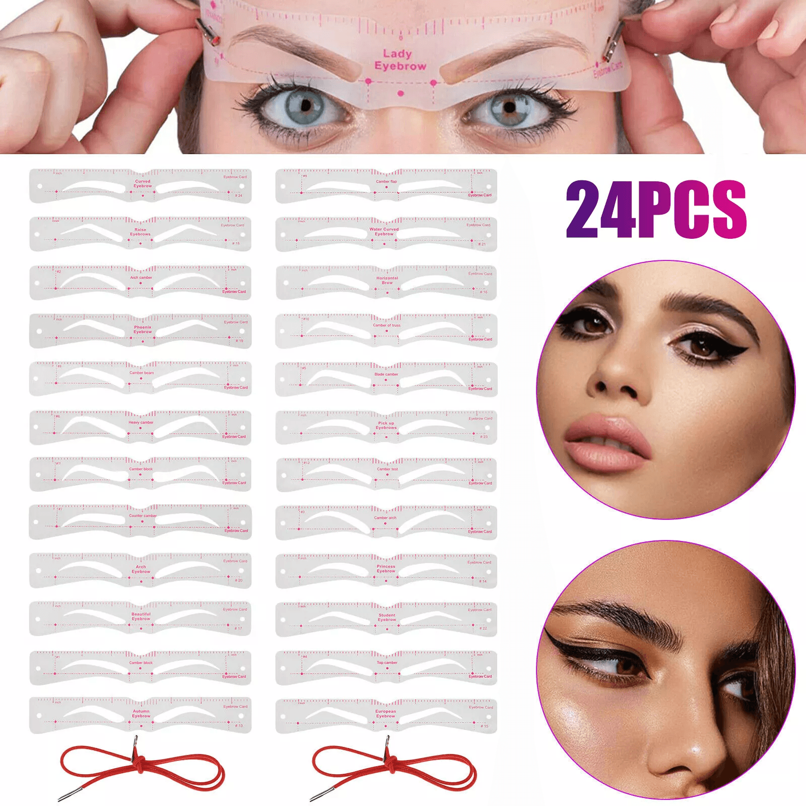 Eyebrow Stencils Shaping Kit, Reusable Grooming Template Makeup Tool Set
