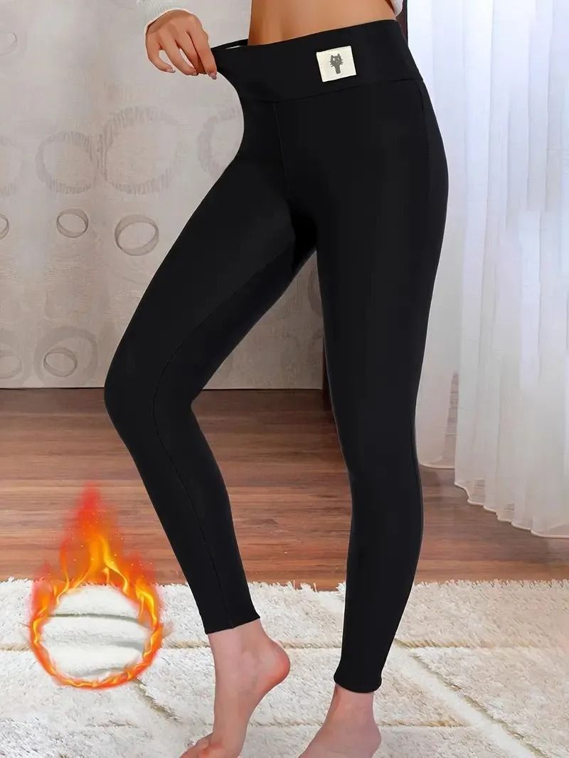 Women Winter High Waist Fleece Lined Warm Leggings Slim Fit Pants