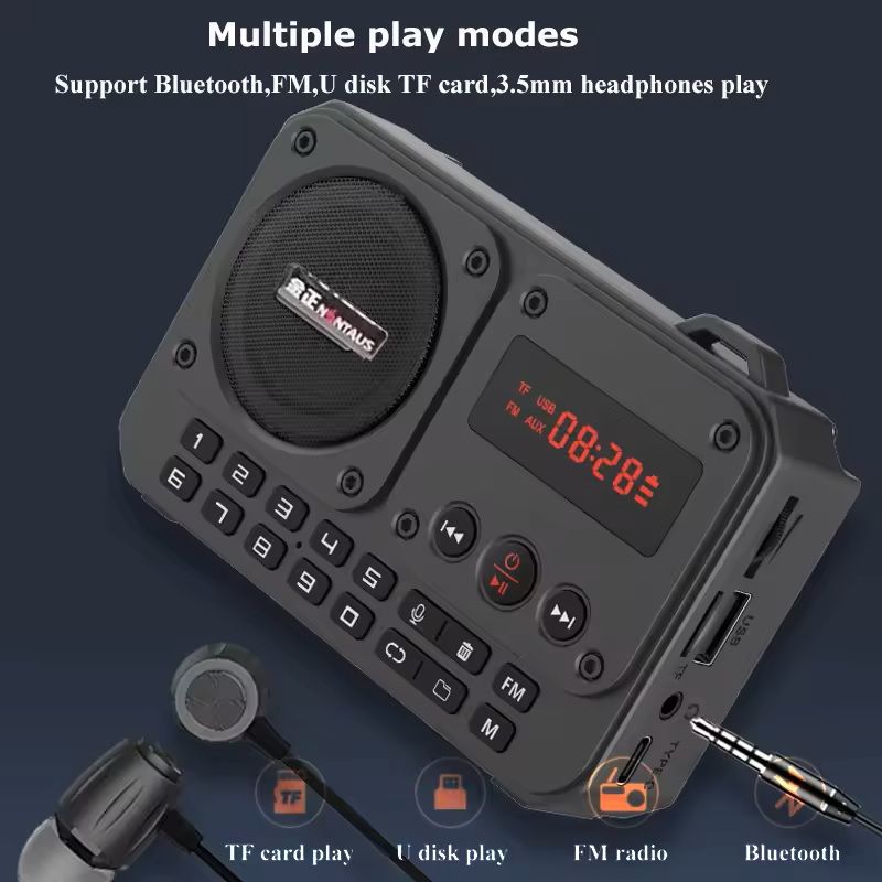 Mini FM Radio with Bluetooth Speaker and LED Display