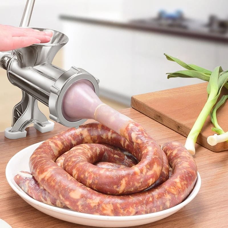 Manual Meat Grinder & Sausage Maker Machine with Heavy-Duty Aluminum Alloy Framework