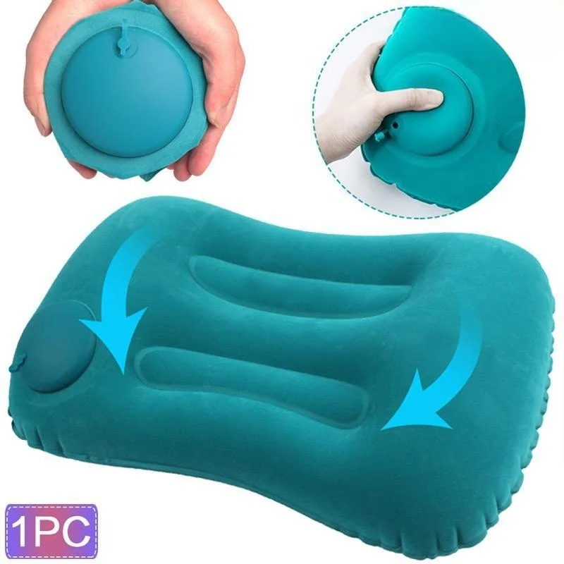 Flocking Inflatable Travel Pillow, Square Pillow for Outdoor Camping, Multifunctional Home Office Supplies