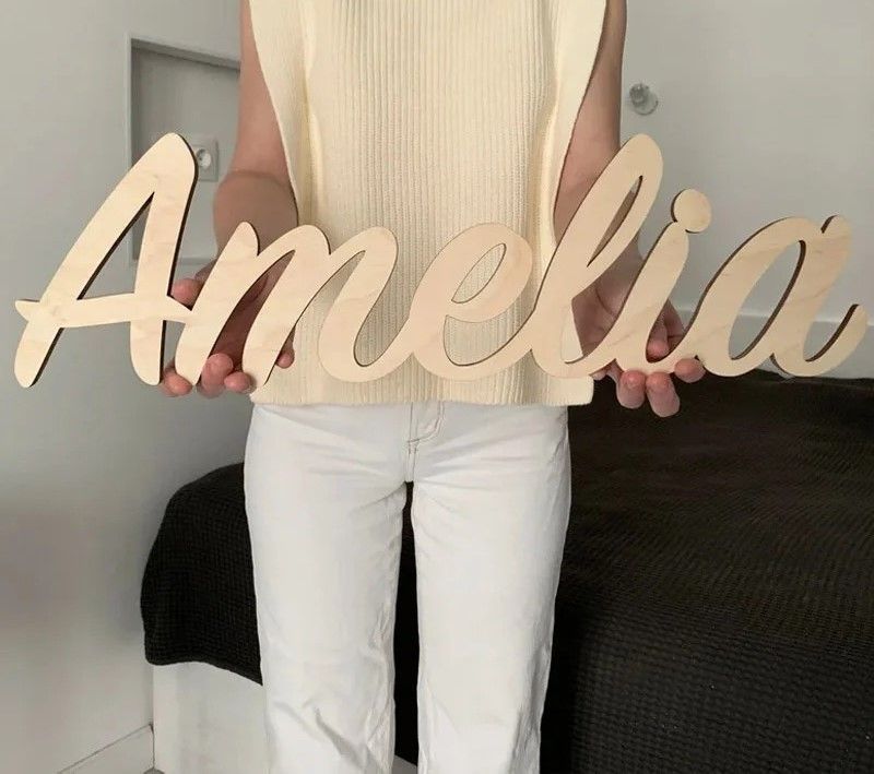 Custom Script Wooden Name Sign for Nursery and Home Decor