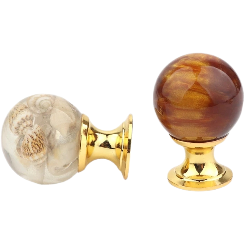 Amber Shell Tiger Eye Cabinet Handles Gold Drawer Knobs Luxury Furniture Pulls