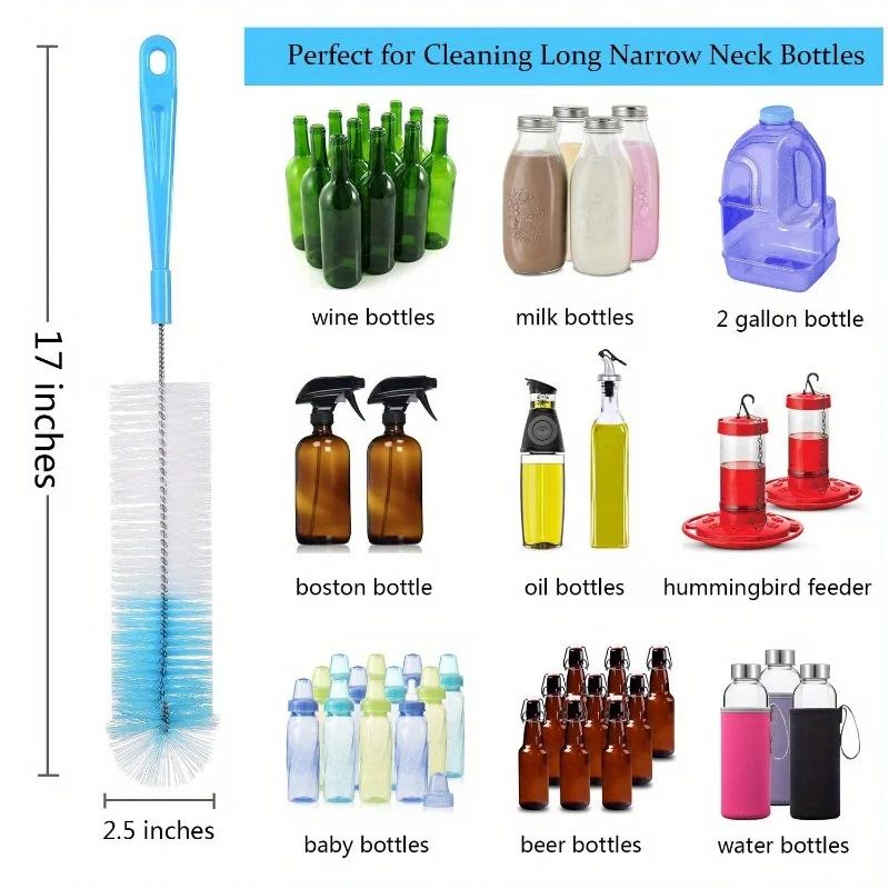 8pcs Long-Handled Bottle Cleaning Brush Set – Multi-Size Cleaner for Bottles, Straws, Thermoses & Kitchen Use