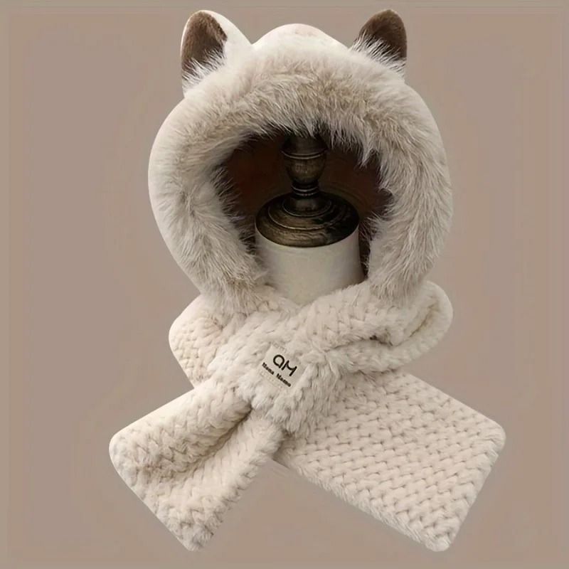 Womens Cat Ear Beanie with Pom Pom Soft Fleece Lined Winter Hat