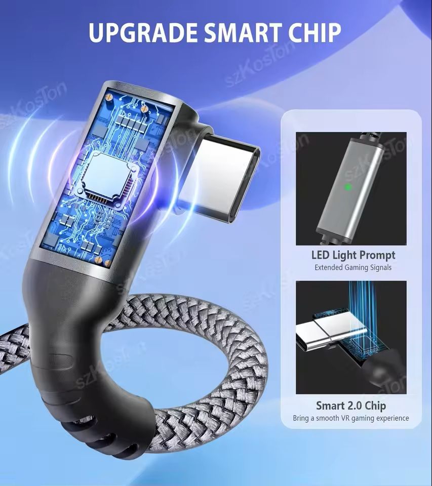 USB3.2 Gen1 VR Link Cable for Meta Quest 3 PICO 4 with Fast Charging and Data Transfer