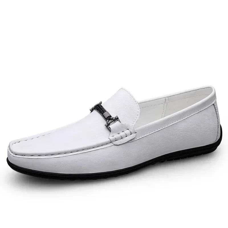 New Casual Men Slip-On Shoes, Luxury Leather Blue Loafers, Handmade Business Driving Flats