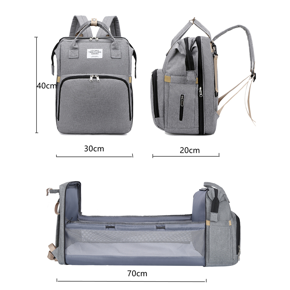 Fold able Bed Diaper Bag with Changing Station, Insulated Pocket, Large Capacity, Multi-Functional Double Shoulder
