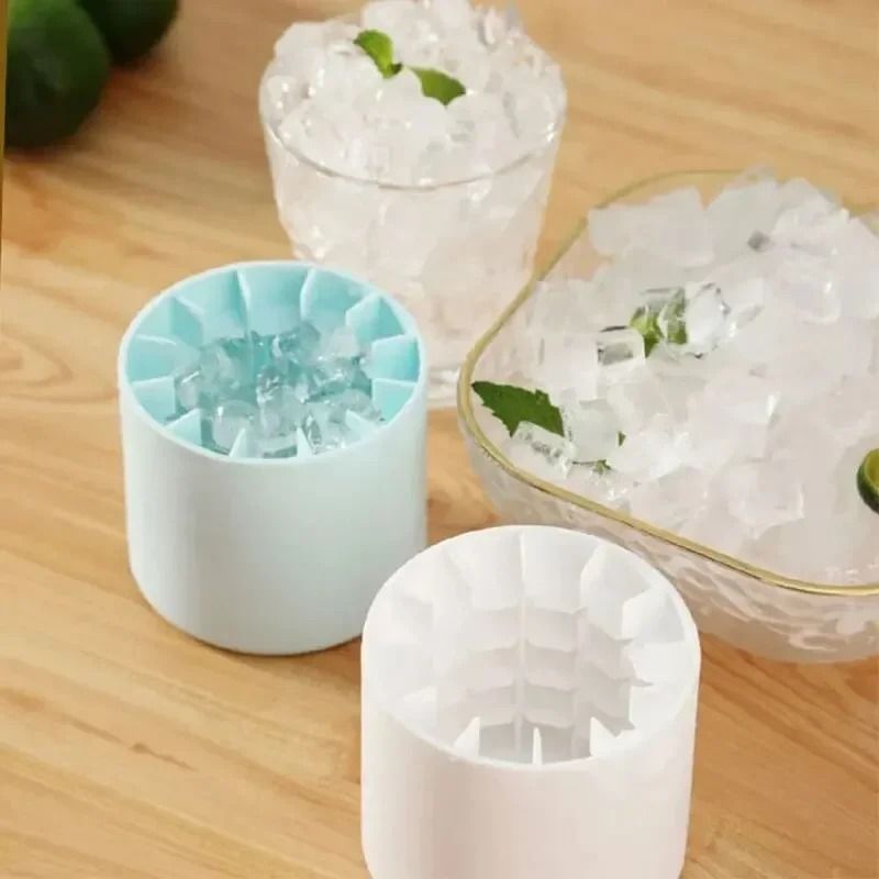 Silicone Ice Cube Mold with Compact Round Ice Bucket Design