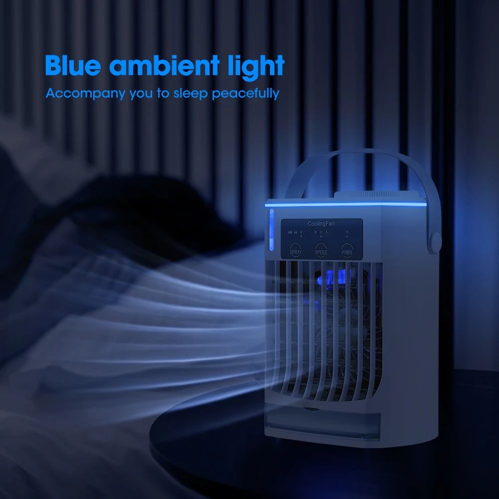 Portable Mini Air Conditioner USB Air Cooler Fan with Humidifier and Ice Cooling