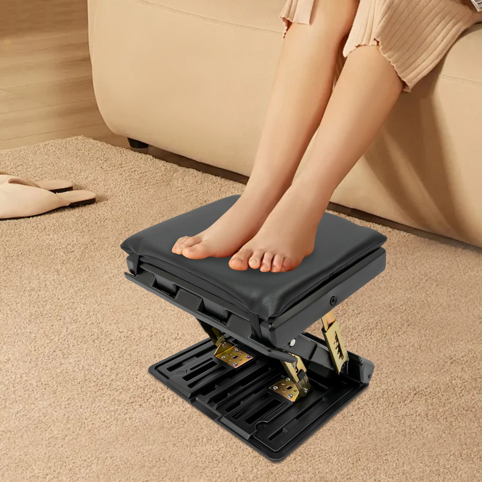 Portable Ergonomic Footstool, Adjustable Height for Office, Home & Travel