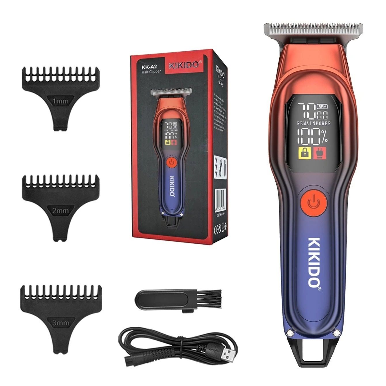 Rechargeable Stainless Steel Hair Clipper with Precision Blades