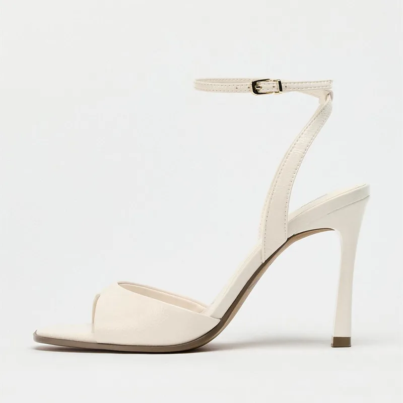 Elegant Ankle Strap High Heels, Ladies Square Toe, Fashion Party Dress Shoes, Office Hollow Sexy Designer Sandals
