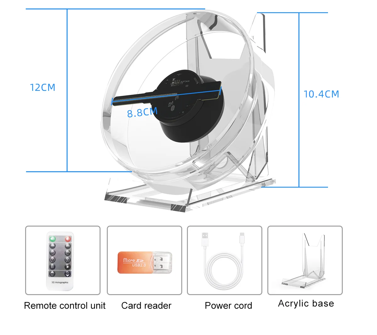 USB Powered Hologram Fan Mini Projector, Advertising Display Light, Christmas Festival Party Atmosphere Decor