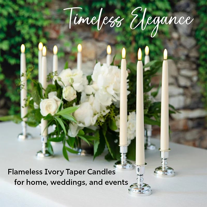 Flameless LED Taper Candle Set with Flickering Light Battery Operated Wedding and Home Decor