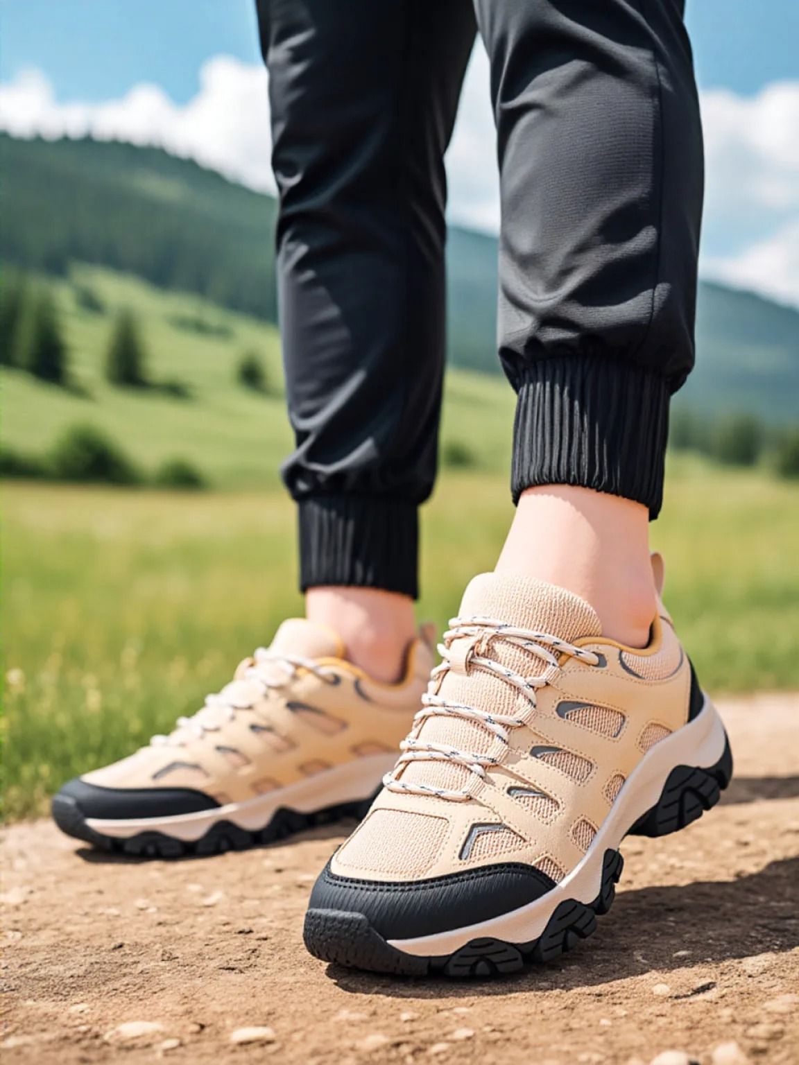 Mens Outdoor Hiking Shoes Breathable Non Slip Wear Resistant Trail Sneakers