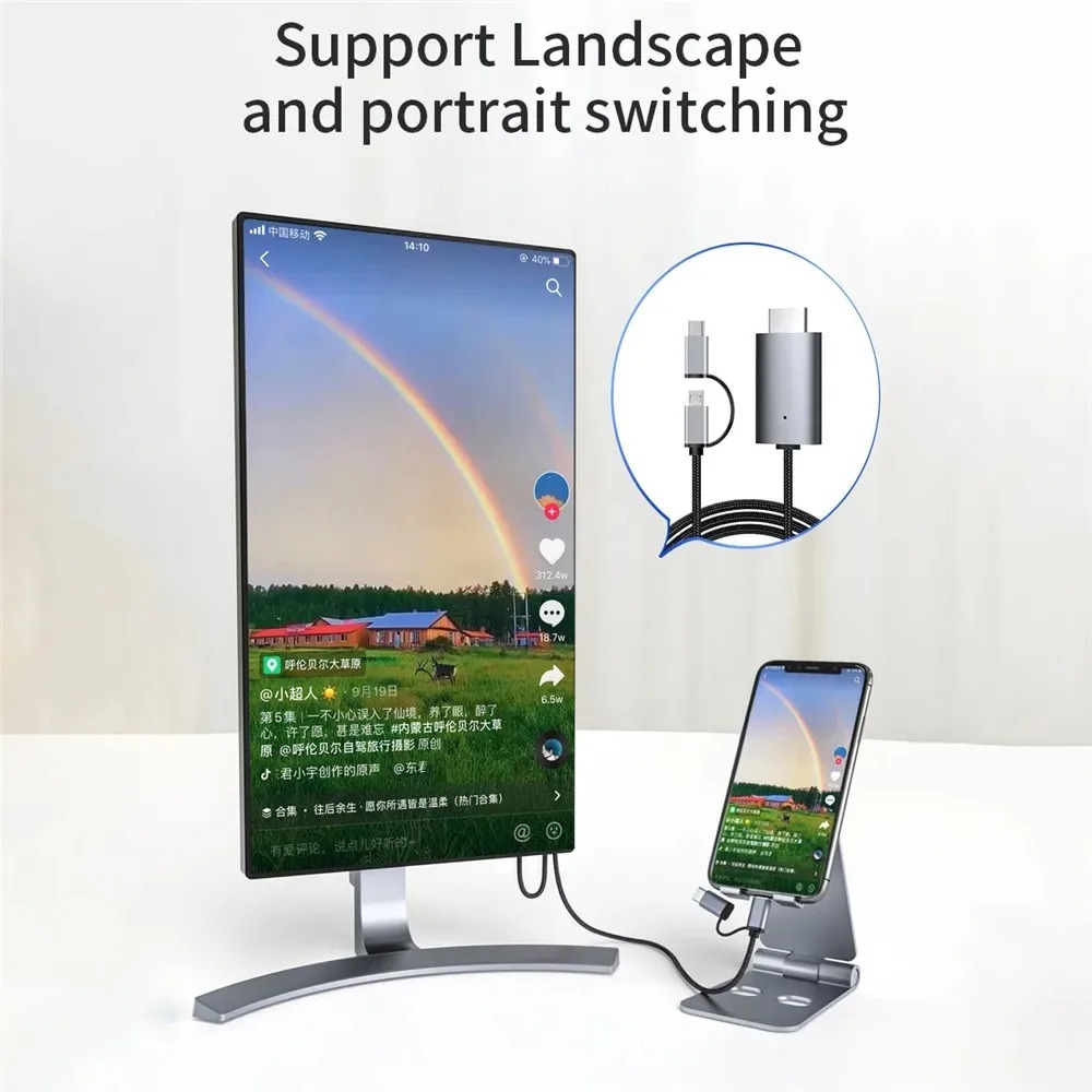HD Streaming TV Stick Dongle Micro USB Type C to HDMI Compatible Cable for Screen Mirroring