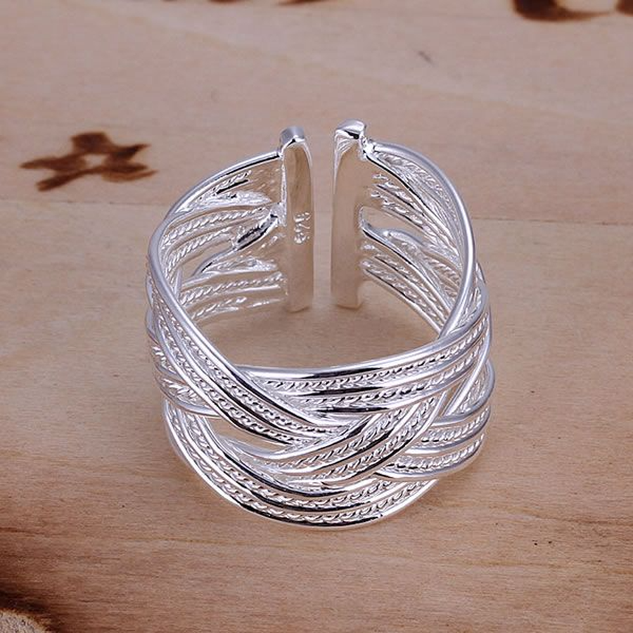 925 Sterling Silver Open Ring: Wholesale Bridal Fashion for Engagement & Wedding, Adjustable Size