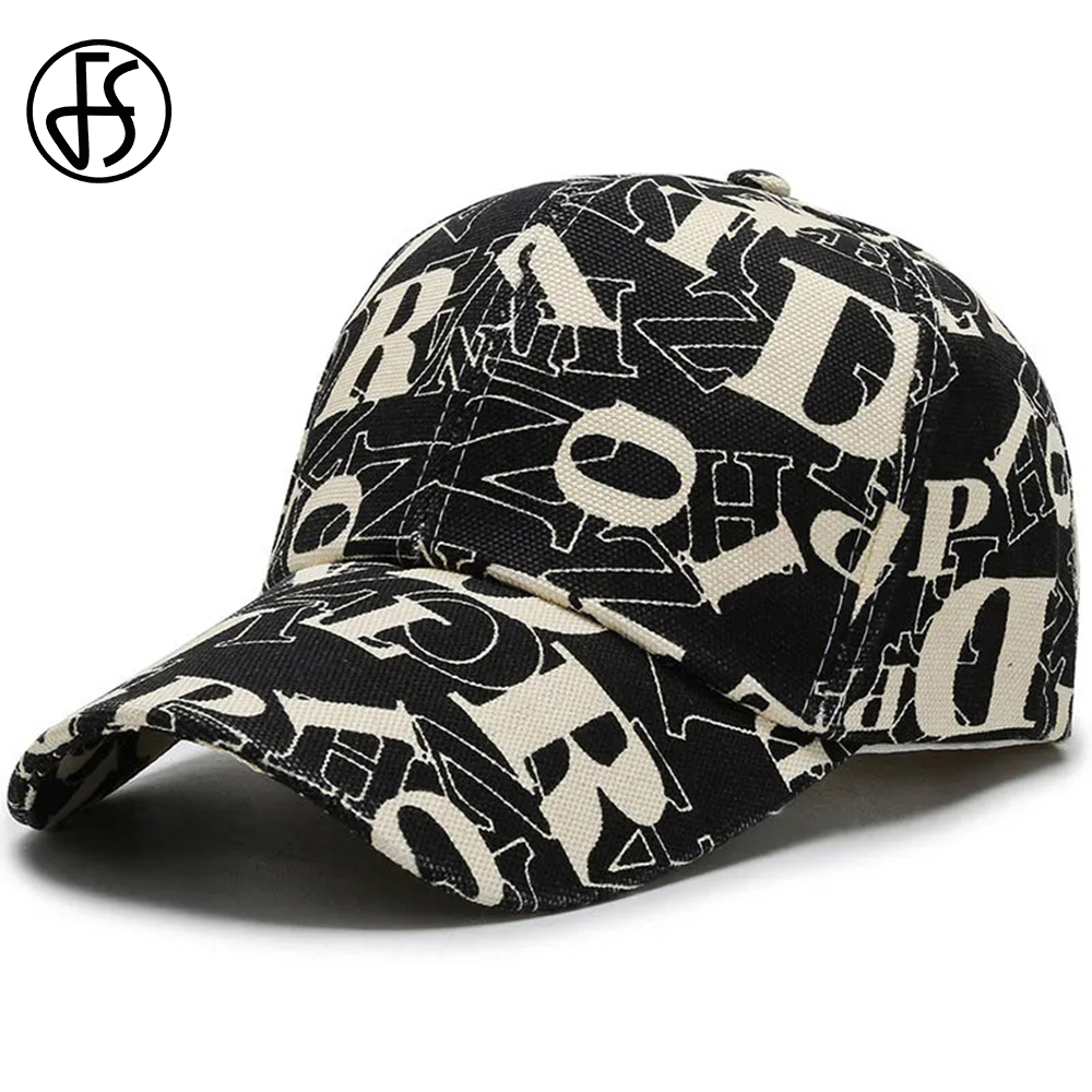 Luxury Brand FS Vintage Baseball Caps For Men, Red Black Korean Alphabet Hat, Summer Streetwear Hip Hop Cap