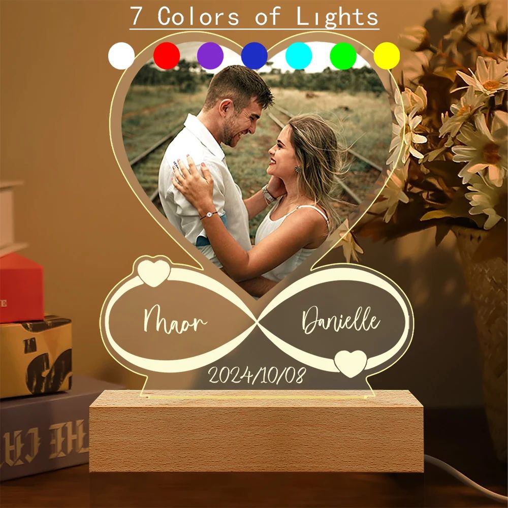 Custom Photo Acrylic Plaque Personalized Couple Gift Anniversary Love Frame