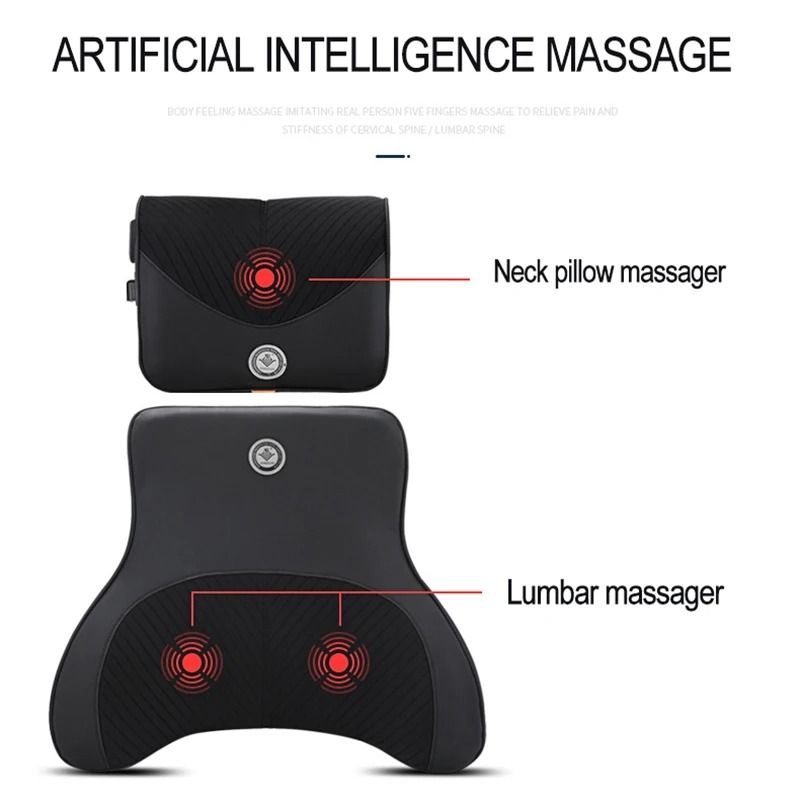 Car Massage Pillow with Heat and Vibration Neck and Lumbar Support