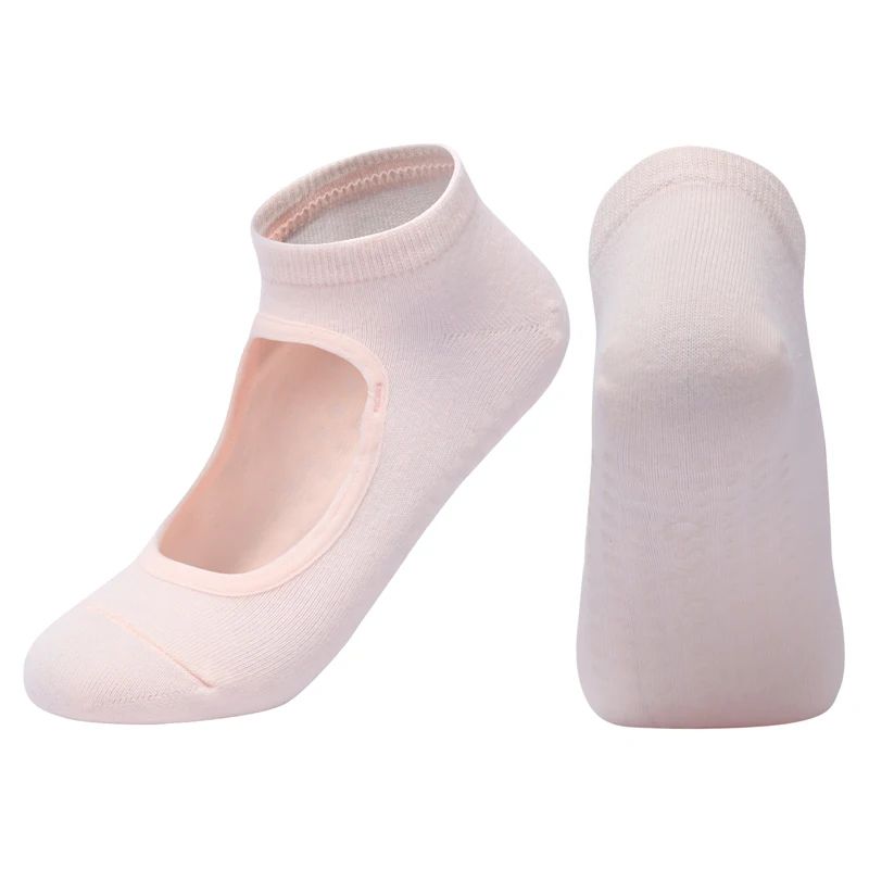 Customized Womens Backless Anti-Slip Pilates Socks – Breathable Cotton 5-Toe Yoga & Ballet Fitness Grip Socks