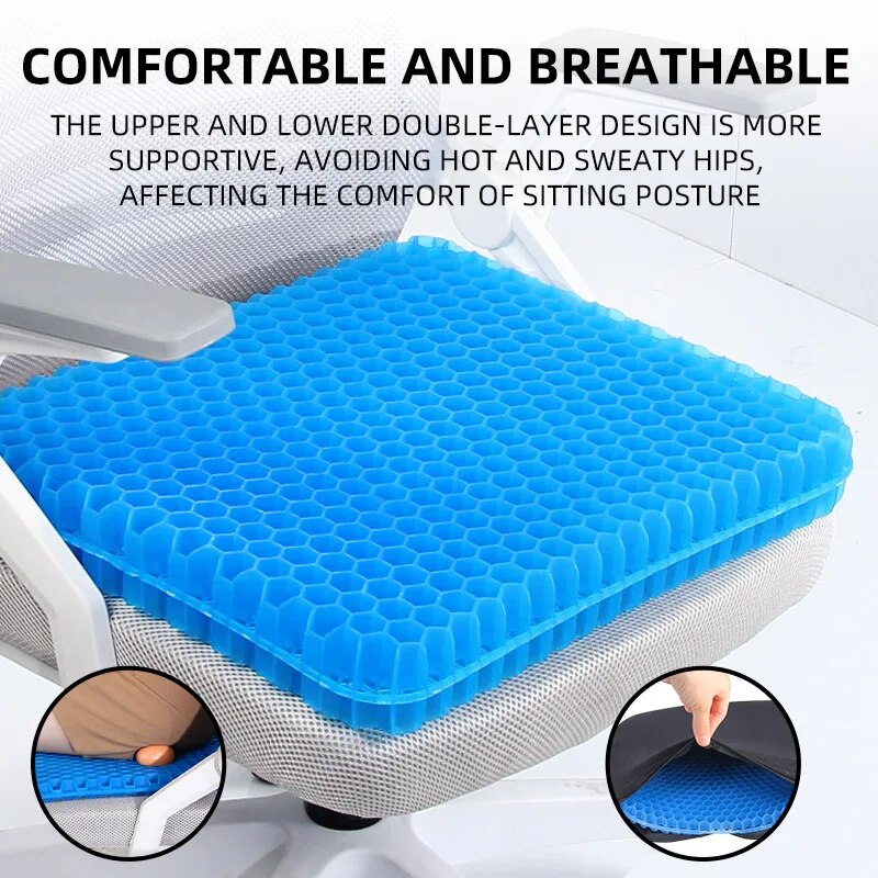 Cooling Gel Seat Cushion for Tailbone Relief Breathable Honeycomb Seat Pad for Office Chair Car & Wheelchair