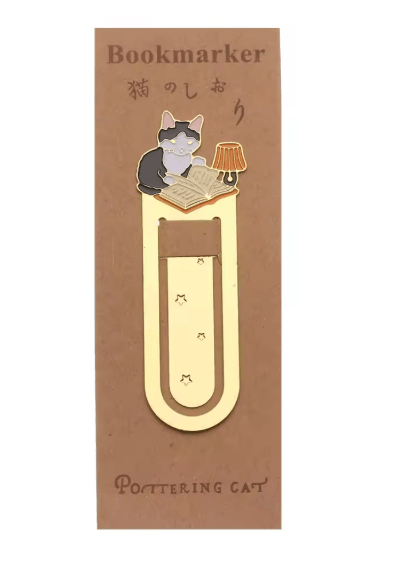 Gold Plated Cat Bookmark Folder Clip Cute Reading Label